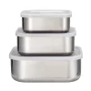 Food Storage Tramontina 3Pc Stainless Steel Covered Square Container Set – Frosted Lids