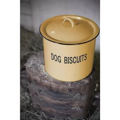 Food Storage 3R Studios Yellow Metal Dog Biscuit Container With Lid And “DOG BISCUITS” Lettering -Honey Can Do Shop red 3r studios kitchen canisters da1981 4f 1000