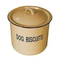Food Storage 3R Studios Yellow Metal Dog Biscuit Container With Lid And “DOG BISCUITS” Lettering