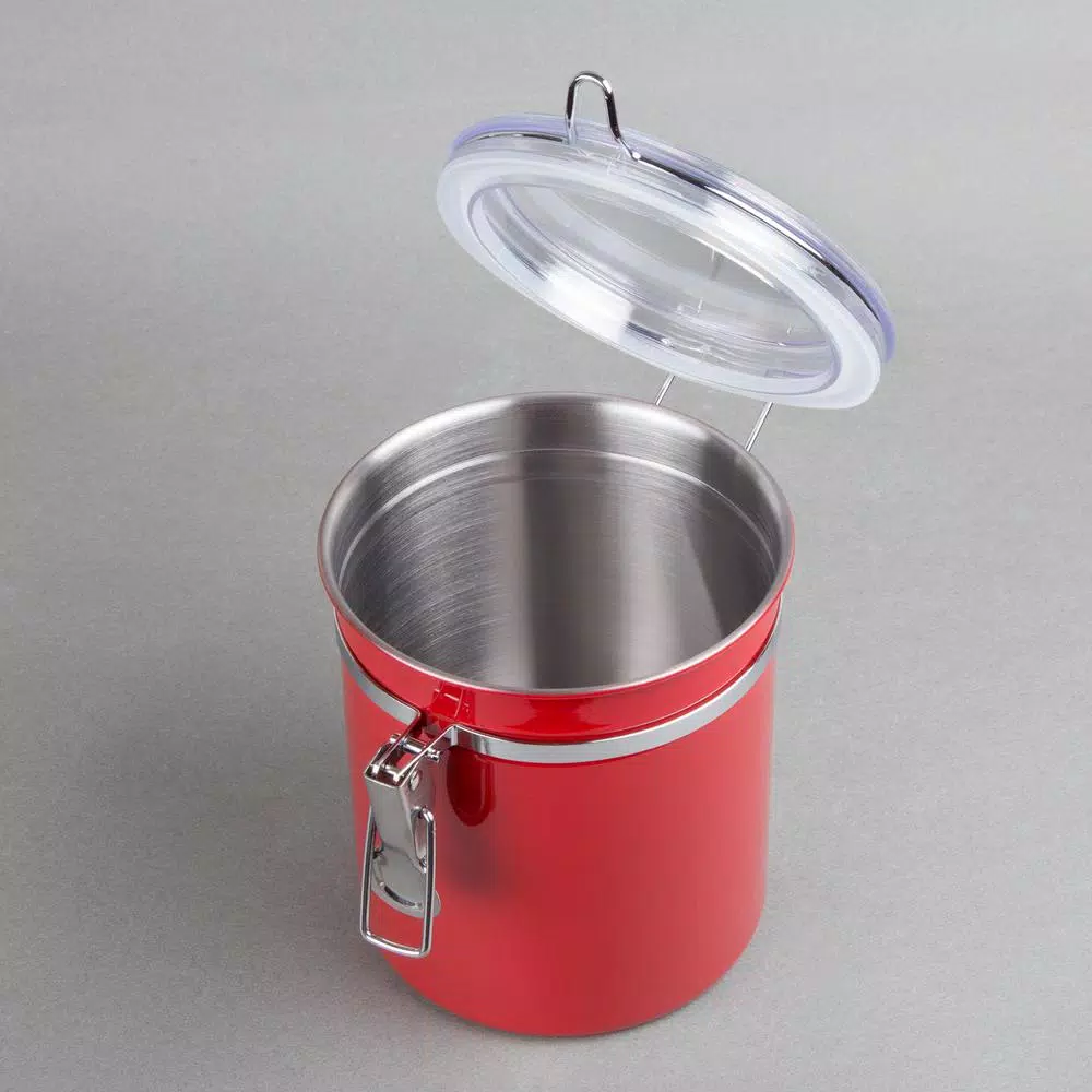 Food Storage Creative Home Set Of 4-Pieces Red Stainless Steel Canister Storage Container With Air Tight Lid And Locking Clamp 5 Food Storage Creative Home Set Of 4-Pieces Red Stainless Steel Canister Storage Container With Air Tight Lid And Locking Clamp - Image 3