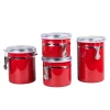 Food Storage Creative Home Set Of 4-Pieces Red Stainless Steel Canister Storage Container With Air Tight Lid And Locking Clamp 2 Food Storage Creative Home Set Of 4-Pieces Red Stainless Steel Canister Storage Container With Air Tight Lid And Locking Clamp -Honey Can Do Shop red creative home kitchen canisters 50283 64 1000