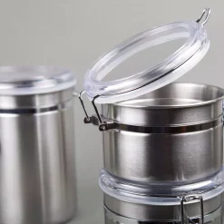 Food Storage Creative Home Set Of 4 Pieces Stainless Steel Canister Container Set With Air Tight Lid And Locking Clamp -Honey Can Do Shop silver creative home kitchen canisters 50274 1f 1000