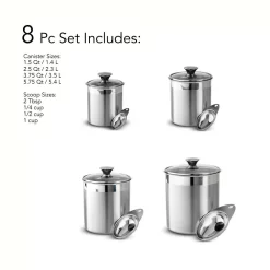 Food Storage Tramontina Gourmet 8-Piece Covered Canister And Scoop Set 18 Food Storage Tramontina Gourmet 8-Piece Covered Canister And Scoop Set -Honey Can Do Shop silver fine satin tramontina kitchen canisters 80204 527ds fa 1000