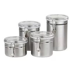 Food Storage Home Basics Stainless Steel Canister Set (4-Piece)