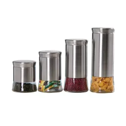 Food Storage Home Basics Essence Stainless Steel Canister Set (4-Piece)