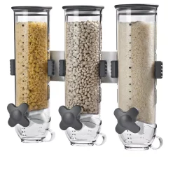 Food Storage Honey-Can-Do SmartSpace Edition Wall-Mounted Triple Cereal Dispenser -Honey Can Do Shop silver honey can do dry food dispensers kch 06139 1f 1000