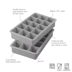 Food Storage Spectrum Perfect Cube Silicone Ice Mold Freezer Tray 1.25 Cubes For Whiskey, Bourbon, Spirits & Liquor, 2-Piece Set, Oyster Gray -Honey Can Do Shop spectrum food storage containers 22017 201 c3 1000
