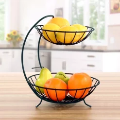 Countertop Storage Spectrum Yumi 12.5 In. X 10.5 In. X 11.25 In. Steel Arched 2-Tier Server In Black -Honey Can Do Shop spectrum fruit baskets 81310 31 1000