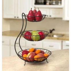 Countertop Storage Spectrum Yumi 19 In. X 12.75 In. X 13 In. Steel Arched 3-Tier Server In Black -Honey Can Do Shop spectrum fruit baskets 81810 4f 1000