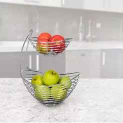 Countertop Storage Spectrum Opus Arched 2-Tier Chrome Server Basket -Honey Can Do Shop spectrum fruit baskets a12070 31 1000