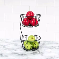 Countertop Storage Spectrum Paxton 2-Tier Black Server Baskets, For Fruit, Produce, Bread, K-Cups, Snacks And More -Honey Can Do Shop spectrum fruit baskets a13010 1f 1000