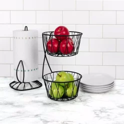 Countertop Storage Spectrum Paxton 2-Tier Black Server Baskets, For Fruit, Produce, Bread, K-Cups, Snacks And More -Honey Can Do Shop spectrum fruit baskets a13010 c3 1000