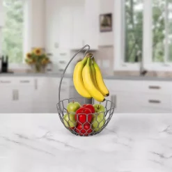 Countertop Storage Spectrum 16.25 In. H X 10.75 In. W X 11 In. D Honeycomb Gray Fruit Basket Banana Hanger Tree