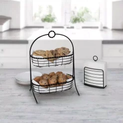 Countertop Storage Spectrum Everly Dual Server Baskets, For Fruit, Produce, Bread, K-Cups, Snacks & More, Black -Honey Can Do Shop spectrum fruit baskets a65510 c3 1000