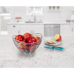 Countertop Storage Spectrum Opus Countertop Chrome Fruit Bowl Basket Produce Holder Organizer Decorative Display Stand