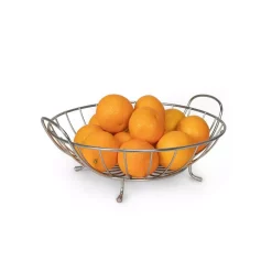 Countertop Storage Spectrum Yumi Countertop Satin Nickel Fruit Bowl Basket Produce Holder Organizer Decorative Display Stand