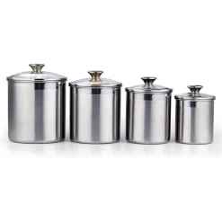 Food Storage Cooks Standard 02553 4-Piece Stainless Steel Canister Set -Honey Can Do Shop stainless steel cooks standard kitchen canisters 02553 4f 1000