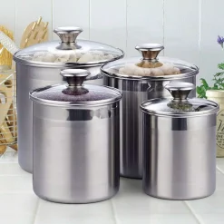 Food Storage Cooks Standard 02553 4-Piece Stainless Steel Canister Set