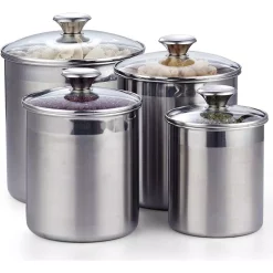 Food Storage Cooks Standard 02553 4-Piece Stainless Steel Canister Set -Honey Can Do Shop stainless steel cooks standard kitchen canisters 02553 fa 1000