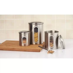 Food Storage Fox Run 3-Piece Stainless Steel Canister Set