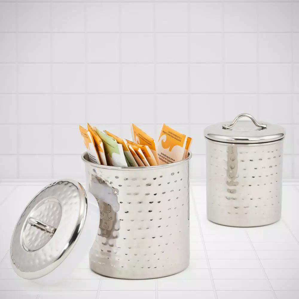 Food Storage Old Dutch 1-1/2 Qt. And 1 Qt. Stainless Steel Hammered Canister Set (2-Piece) 5 Food Storage Old Dutch 1-1/2 Qt. And 1 Qt. Stainless Steel Hammered Canister Set (2-Piece) - Image 3