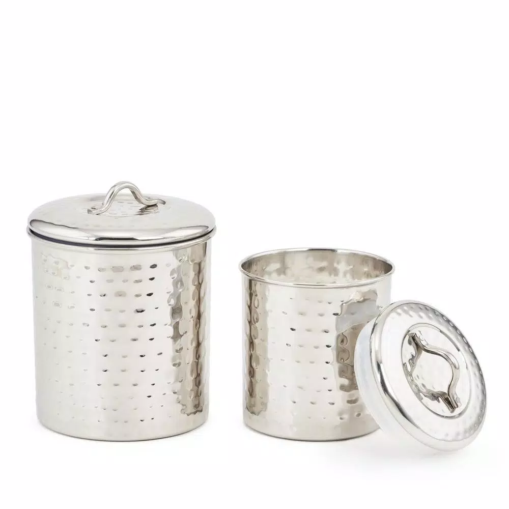 Food Storage Old Dutch 1-1/2 Qt. And 1 Qt. Stainless Steel Hammered Canister Set (2-Piece) 3 Food Storage Old Dutch 1-1/2 Qt. And 1 Qt. Stainless Steel Hammered Canister Set (2-Piece)