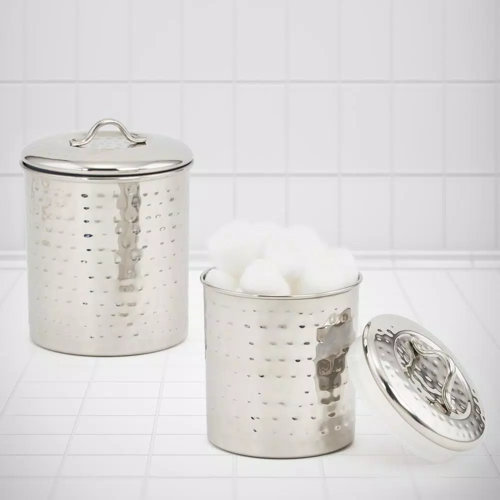 Food Storage Old Dutch 1-1/2 Qt. And 1 Qt. Stainless Steel Hammered Canister Set (2-Piece) 4 Food Storage Old Dutch 1-1/2 Qt. And 1 Qt. Stainless Steel Hammered Canister Set (2-Piece) - Image 2