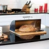 Countertop Storage Honey-Can-Do Stainless Steel Breadbox With Bamboo Board Set -Honey Can Do Shop steel honey can do bread boxes kch 08376 64 1000
