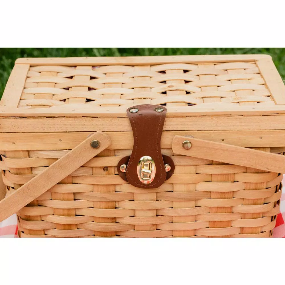 Food Storage Vintiquewise 12.5 In. X 7.5 In. X 7.5 In. Picnic Basket Gingham Lined With Folding Handles 10 Food Storage Vintiquewise 12.5 In. X 7.5 In. X 7.5 In. Picnic Basket Gingham Lined With Folding Handles - Image 8
