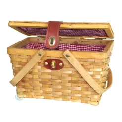 Food Storage Vintiquewise 12.5 In. X 7.5 In. X 7.5 In. Picnic Basket Gingham Lined With Folding Handles 12 Food Storage Vintiquewise 12.5 In. X 7.5 In. X 7.5 In. Picnic Basket Gingham Lined With Folding Handles -Honey Can Do Shop vintiquewise insulated food carriers qi003081 c3 1000