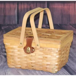 Food Storage Vintiquewise 12.5 In. X 7.5 In. X 7.5 In. Picnic Basket Gingham Lined With Folding Handles 16 Food Storage Vintiquewise 12.5 In. X 7.5 In. X 7.5 In. Picnic Basket Gingham Lined With Folding Handles -Honey Can Do Shop vintiquewise insulated food carriers qi003081 fa 1000