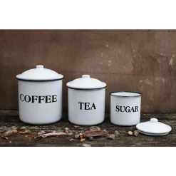 Food Storage 3R Studios 3-Piece Metal Canister Set With Labels -Honey Can Do Shop white 3r studios kitchen canisters da1985 1f 1000