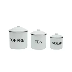 Food Storage 3R Studios 3-Piece Metal Canister Set With Labels -Honey Can Do Shop white 3r studios kitchen canisters da1985 4f 1000