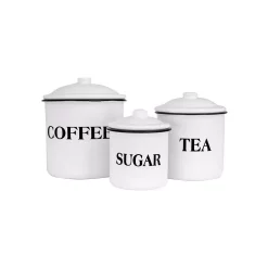 Food Storage 3R Studios 3-Piece Metal Canister Set With Labels -Honey Can Do Shop white 3r studios kitchen canisters da1985 c3 1000