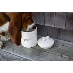 Food Storage 3R Studios “Woof” Jar With Bone Shaped Handle On Lid 7 Food Storage 3R Studios “Woof” Jar With Bone Shaped Handle On Lid -Honey Can Do Shop white 3r studios kitchen canisters da5576 4f 1000