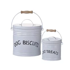 Food Storage 3R Studios White Enameled Pet Treat Containers (Set Of 2 Sizes)