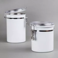 Food Storage Creative Home Set Of 4-Pieces White Stainless Steel Canister Storage Container With Air Tight Lid And Locking Clamp -Honey Can Do Shop white creative home kitchen canisters 50280 1f 1000