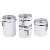 Food Storage Creative Home Set Of 4-Pieces White Stainless Steel Canister Storage Container With Air Tight Lid And Locking Clamp 1 Food Storage Creative Home Set Of 4-Pieces White Stainless Steel Canister Storage Container With Air Tight Lid And Locking Clamp -Honey Can Do Shop white creative home kitchen canisters 50280 64 1000