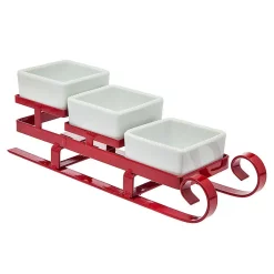 Food Storage Godinger Metal Santa Sleigh And 3-Piece Relish Bowl