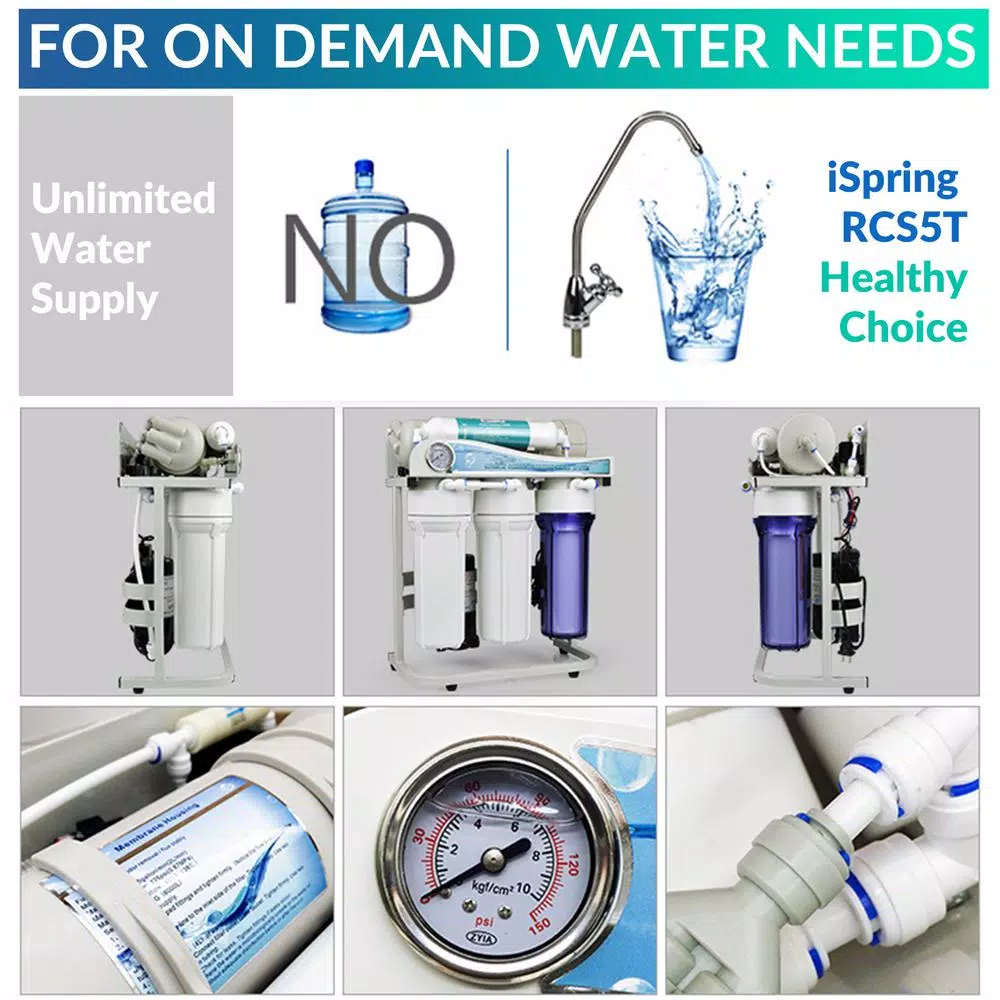 Water Filtration Systems ISPRING 500GPD Residential And Light Commercial Under Sink Tankless Reverse Osmosis Water Filter System With 1:1 Drain Ratio 4 Water Filtration Systems ISPRING 500GPD Residential And Light Commercial Under Sink Tankless Reverse Osmosis Water Filter System With 1:1 Drain Ratio - Image 2
