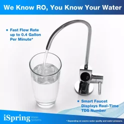 Water Filtration Systems ISPRING Tankless Reverse Osmosis Water Filtration System, Smart Faucet, 2:1 Pure To Drain Ratio, 500 GPD -Honey Can Do Shop white ispring reverse osmosis systems ro500 44 1000