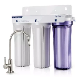 Water Filtration Systems ISPRING 3-Stage Under Sink High Capacity Tankless Drinking Water Filtration System-Includes Sediment 2x Cto Carbon Block Filters