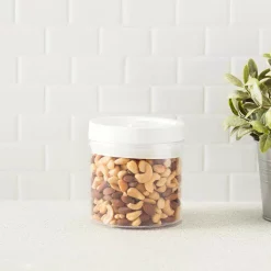 Food Storage Home Basics 0.9 L Twist ‘N Lock Air-Tight White Round Plastic Canister 11 Food Storage Home Basics 0.9 L Twist ‘N Lock Air-Tight White Round Plastic Canister -Honey Can Do Shop white kitchen canisters hdc55594 44 1000