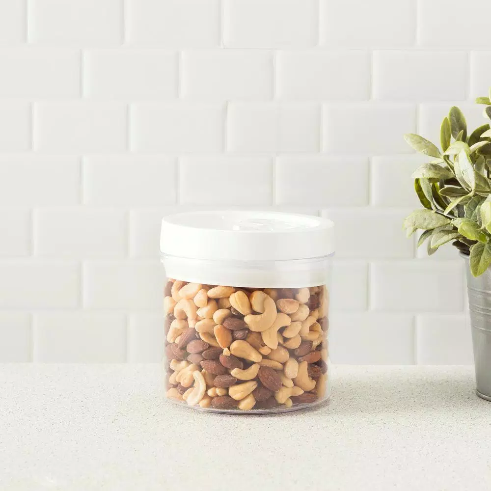 Food Storage Home Basics 0.9 L Twist ‘N Lock Air-Tight White Round Plastic Canister 7 Food Storage Home Basics 0.9 L Twist ‘N Lock Air-Tight White Round Plastic Canister - Image 5