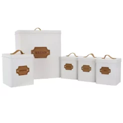 Food Storage MegaChef 5-Piece Metal Cannister Set With Metal Tops -Honey Can Do Shop white megachef kitchen canisters 985111717m 40 1000