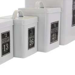 Food Storage MegaChef 5-Piece Metal Cannister Set With Metal Tops -Honey Can Do Shop white megachef kitchen canisters 985111718m c3 1000