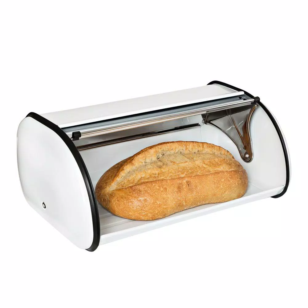 Countertop Storage Honey-Can-Do Retro White Rolltop Bread Box 8 Countertop Storage Honey-Can-Do Retro White Rolltop Bread Box - Image 6