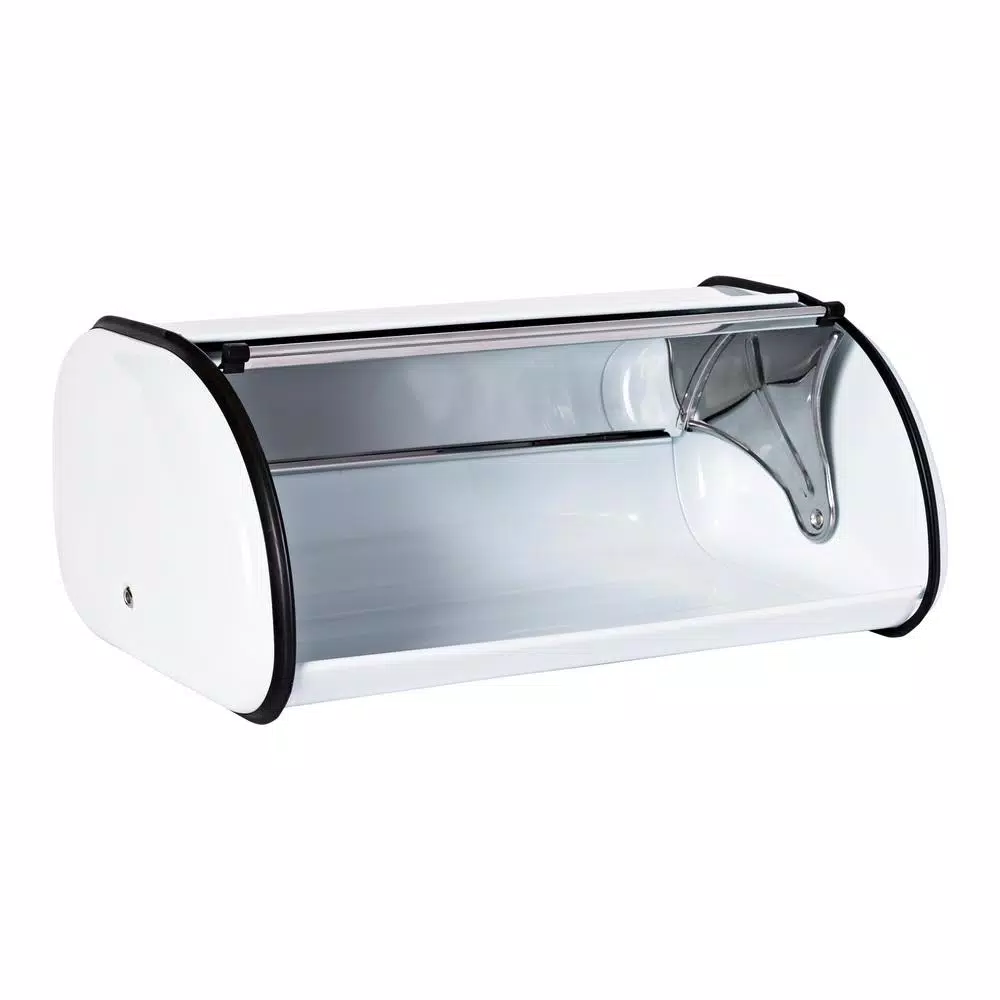 Countertop Storage Honey-Can-Do Retro White Rolltop Bread Box 5 Countertop Storage Honey-Can-Do Retro White Rolltop Bread Box - Image 3